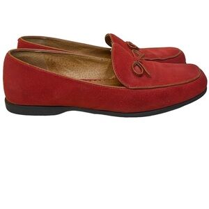 Lands' End Red Suede Loafers Classic Flats